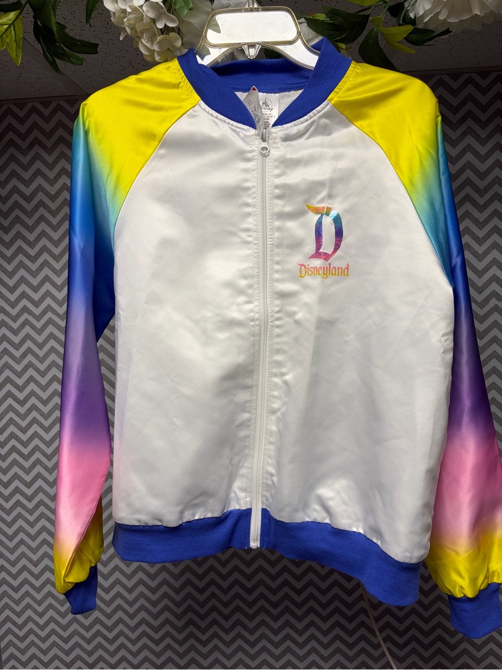 NWT Disney Disneyland Rainbow-Sleeve Lightweight Bomber Jacket - Disney Store
